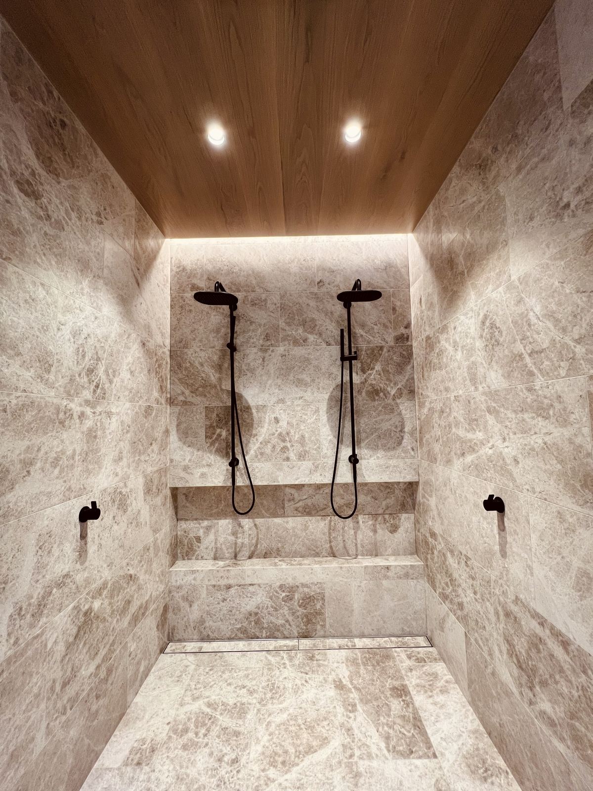 Ensuite downlights and shower fitout