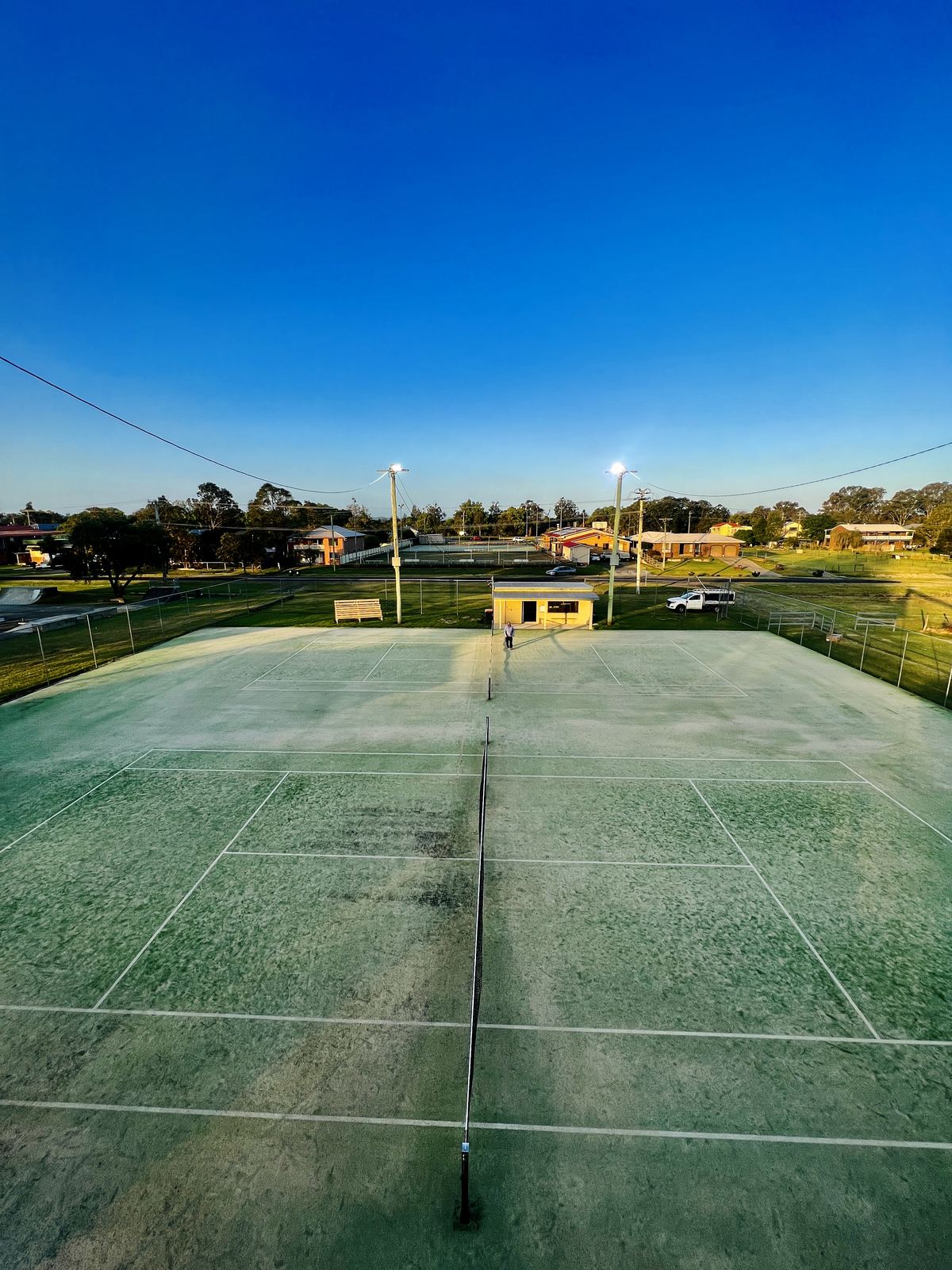 Sports court floodlighting installation